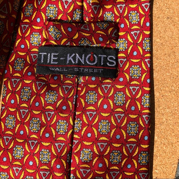 Silk Tie Red Geometric Print by Tie-Knots Wall Street - Picture 4 of 4